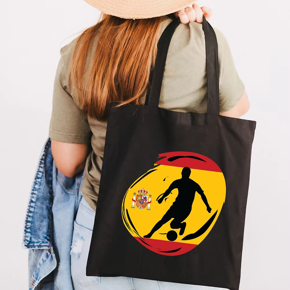 Sac d'école en toile pour femmes, grande capacité, fourre-tout à épaule, carte de drapeau de l'espagne, de dubaï, de dubaï