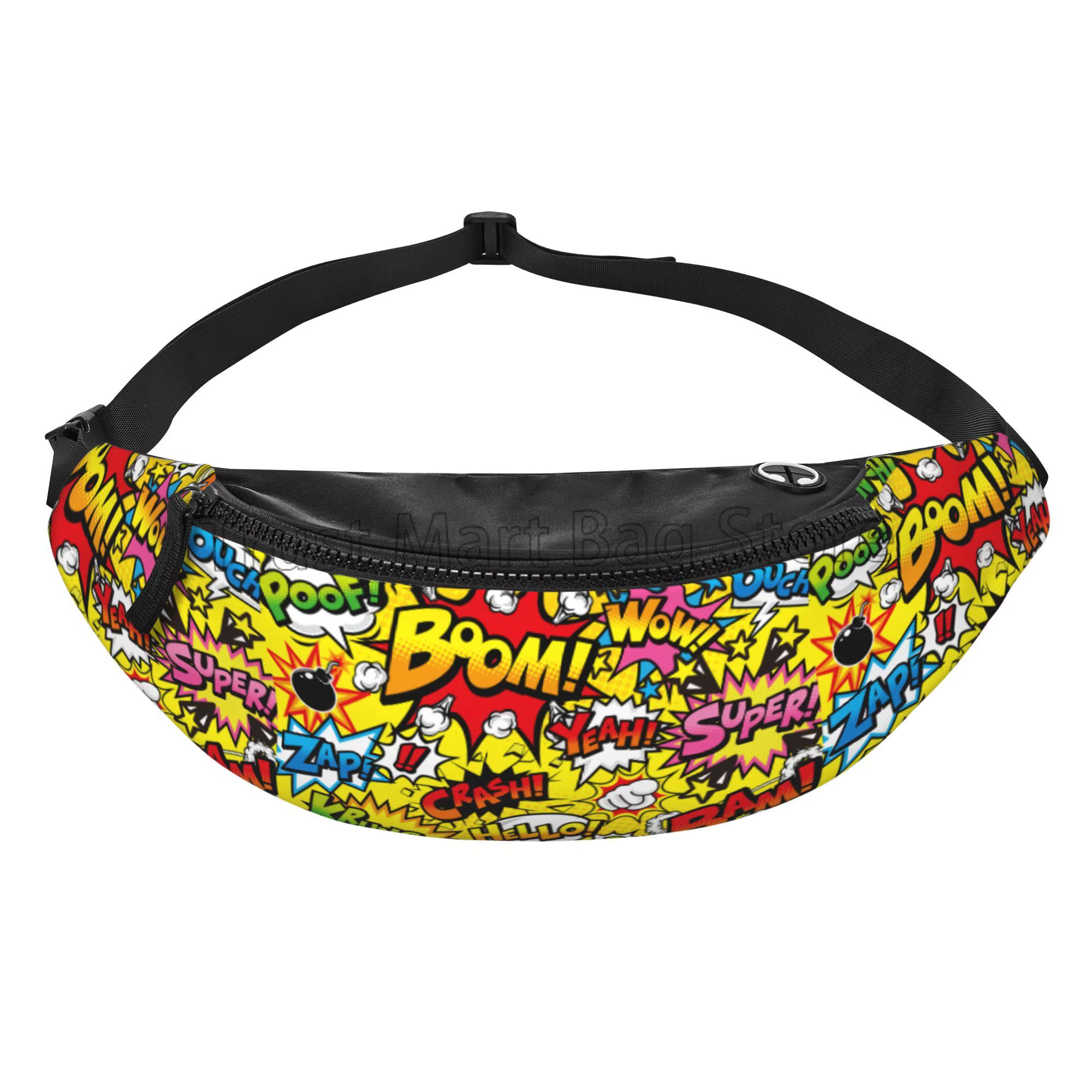 Sac banane Pop Art pour hommes et femmes, collection de bandes dessinées américaines, sacs à bandoulière hip-hop, grand sac de taille pour les voyages en plein air