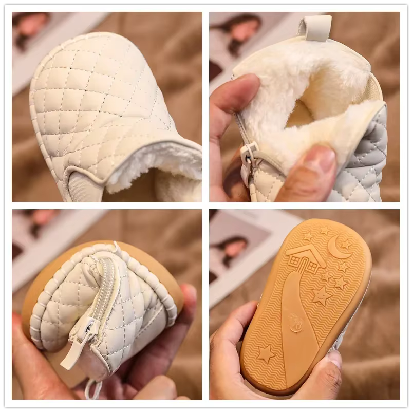 Bottes de neige chaudes en peluche pour bébés filles et garçons, chaussures d'extérieur à semelle souple, antidérapantes, rembourrées en coton, hiver