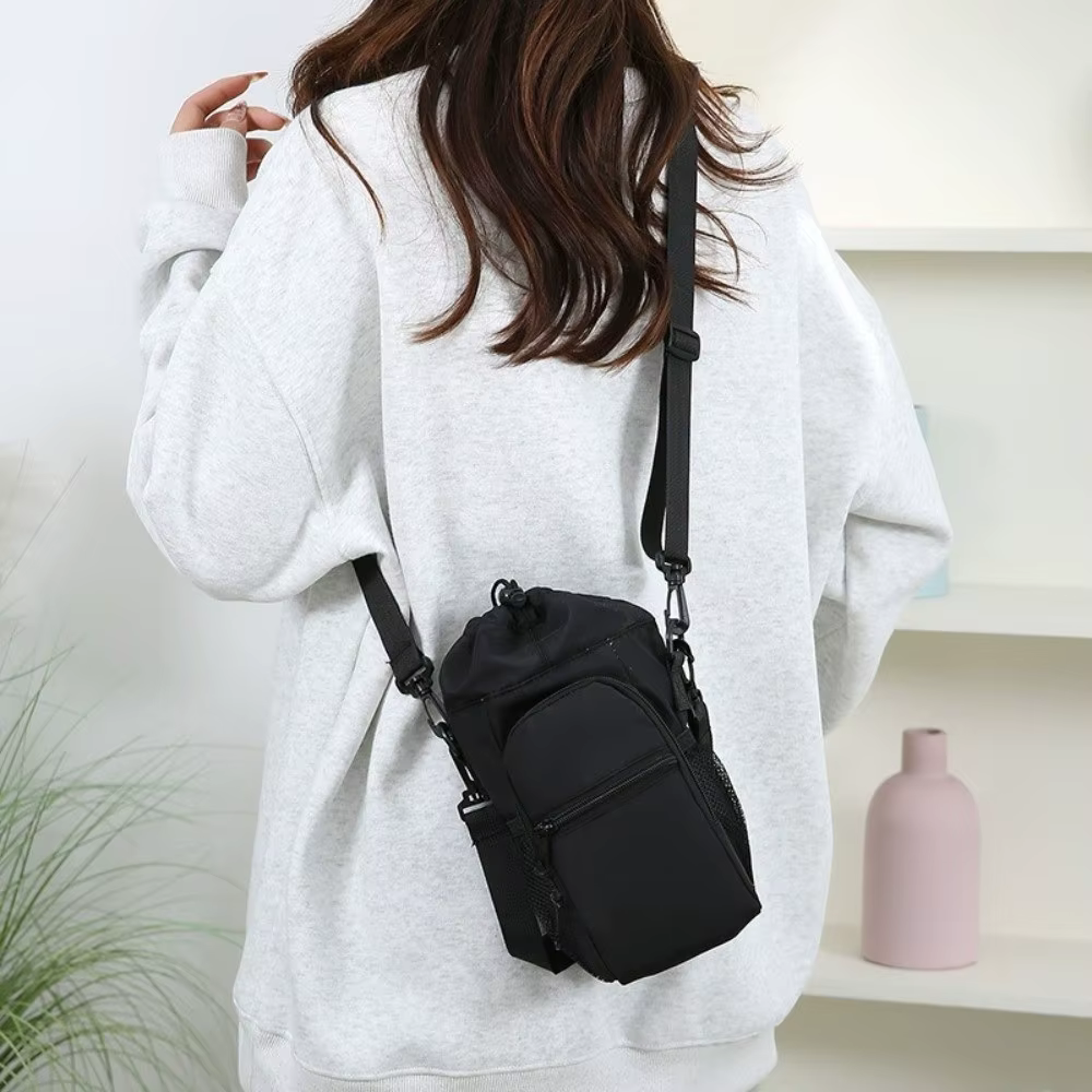 Sac de bouteille d'eau Portable universel, mains libres, avec poche pour téléphone, tasse isolée, housse de protection, sangle réglable, léger