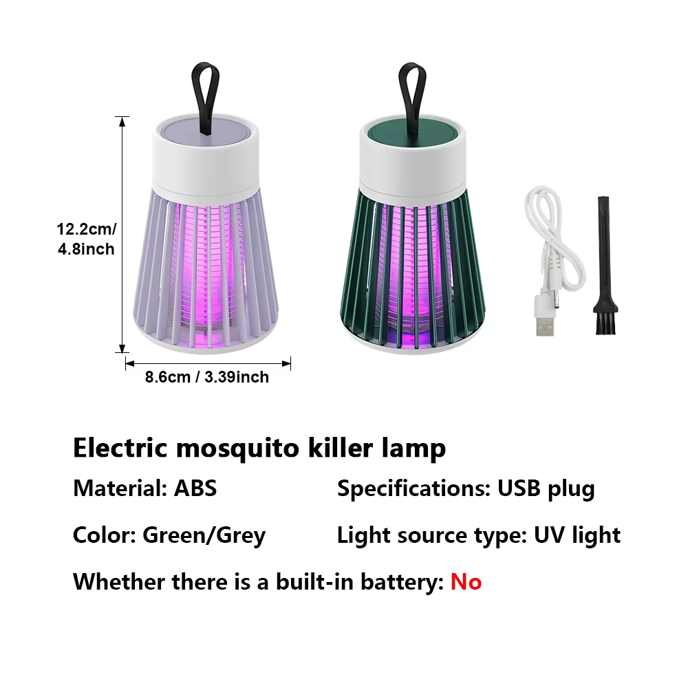Lampe anti-moustiques 2-en-1 USB, piège à insectes électrique avec veilleuse LED pour chambre, camping extérieur, guêpes, moucherons, mouches