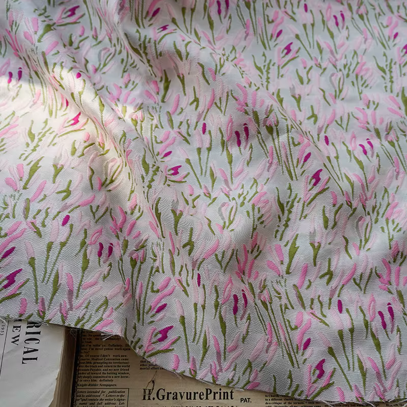 Tissu Jacquard en relief rose Pastel pour femmes