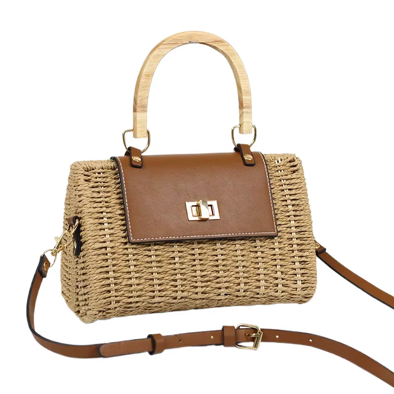 Sac à bandoulière pour femme, sac à bandoulière décontracté en paille tressée, léger, fait main, pour l'été, la plage, les vacances, les stations balnéaires