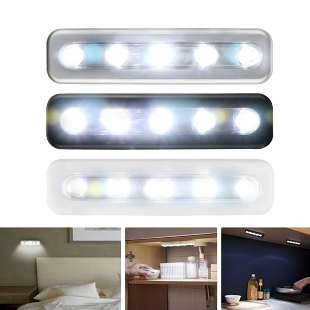 Lampe lumineuse à 5 Led avec détecteur de mouvement, pour placard, armoire, escaliers, sous étagère, sans fil