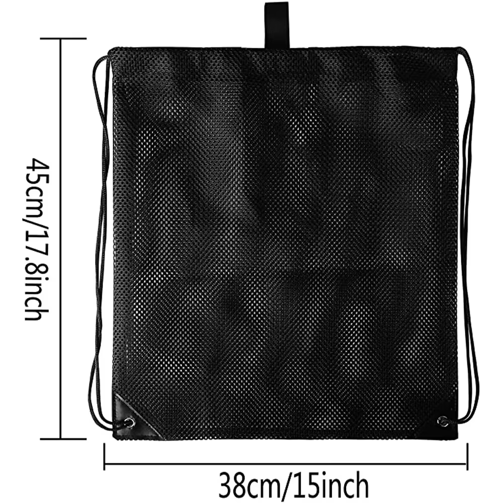 Sac à dos en maille à cordon de serrage, sacs en maille noire, sac en filet pour ballon de football robuste, sac d'équipement pour salle de sport, plage, équipements de natation