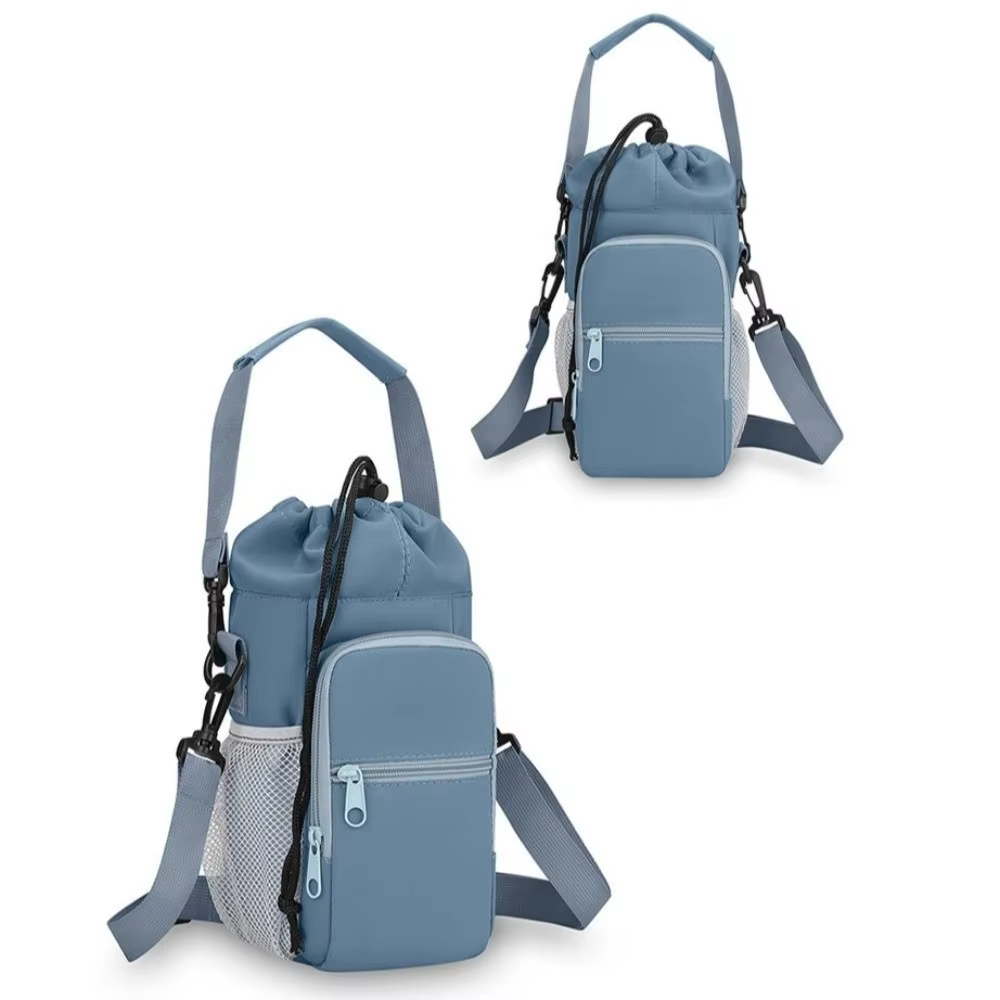 Sac de bouteille d'eau Portable universel, mains libres, avec poche pour téléphone, tasse isolée, housse de protection, sangle réglable, léger