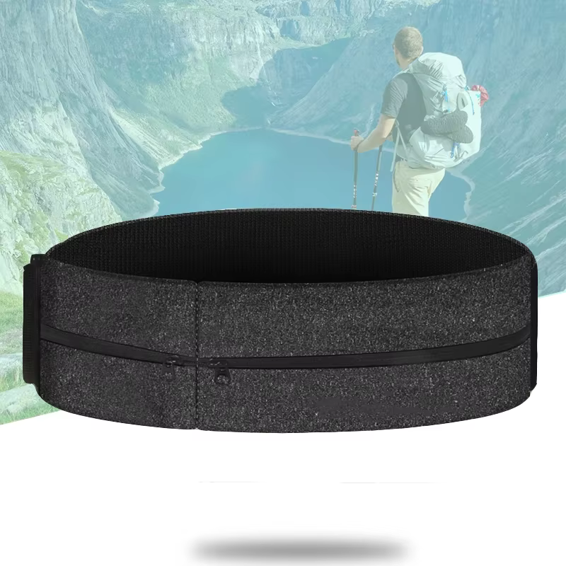 Sac de ceinture de course sur sentier, sac banane de fitness, ceinture élastique, poche à double fermeture éclair, sac de course, étui de téléphone de sport