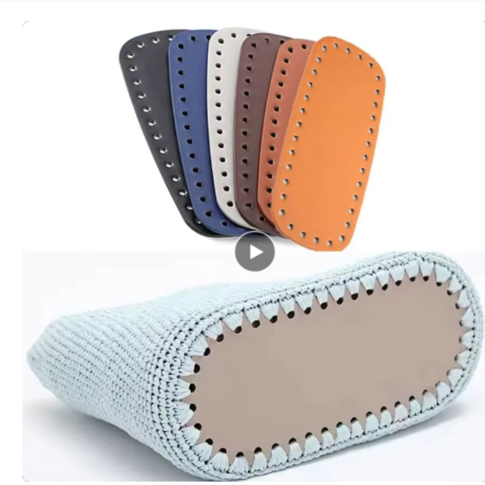Bricolage PU cuir Crochet sac bas ovale avec trous Long sac bas faisant des sacs sac à main tricoté sac Base