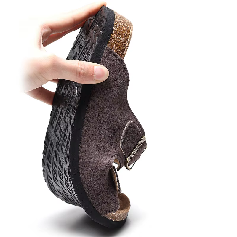 NuSO k-Pantoufles d'été en liège pour femmes, mules, sabots, sandales plates, diapositives décontractées, plage, couple, double structure, chaussures souples, grande taille