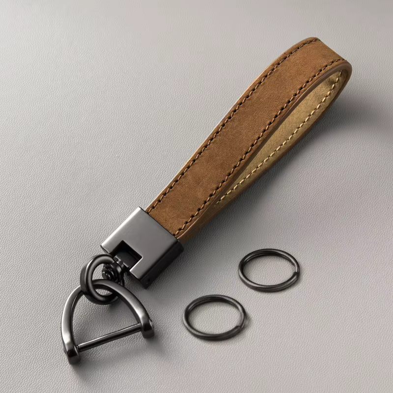 Porte-clés pour hommes et femmes, pendentifs de clé de voiture en cuir de vache avec couche supérieure, porte-clés en cuir véritable, cadeaux d'affaires