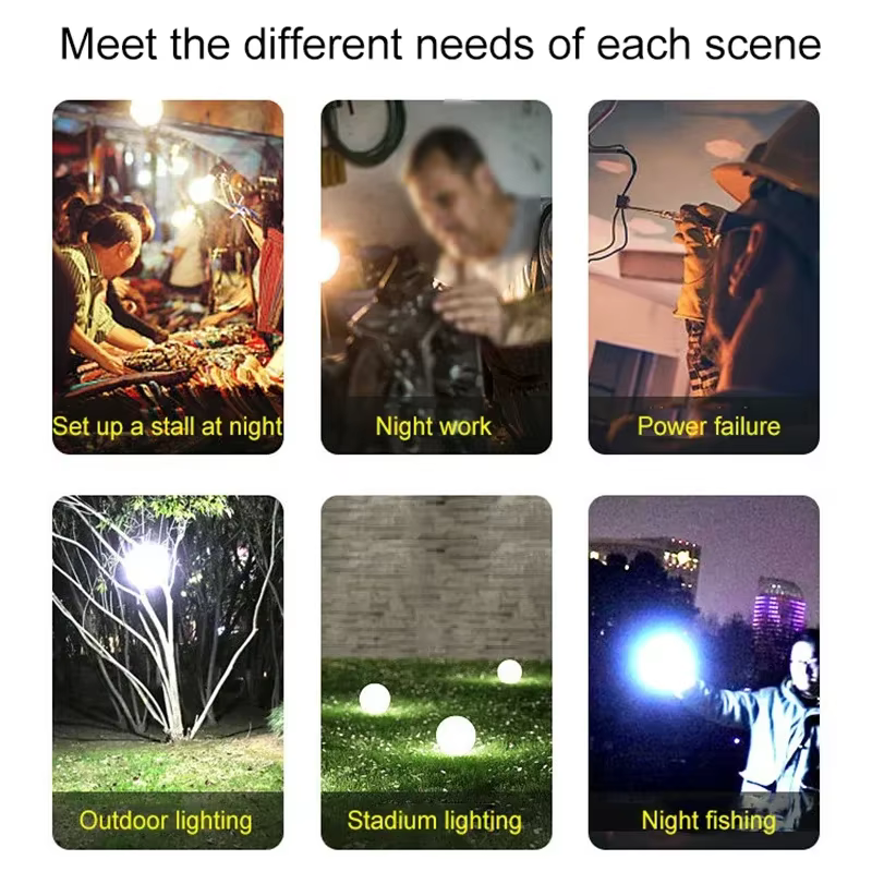 USB Rechargeable Camping lumières lumière LED lanterne Portable ampoule de secours lampe haute puissance tentes