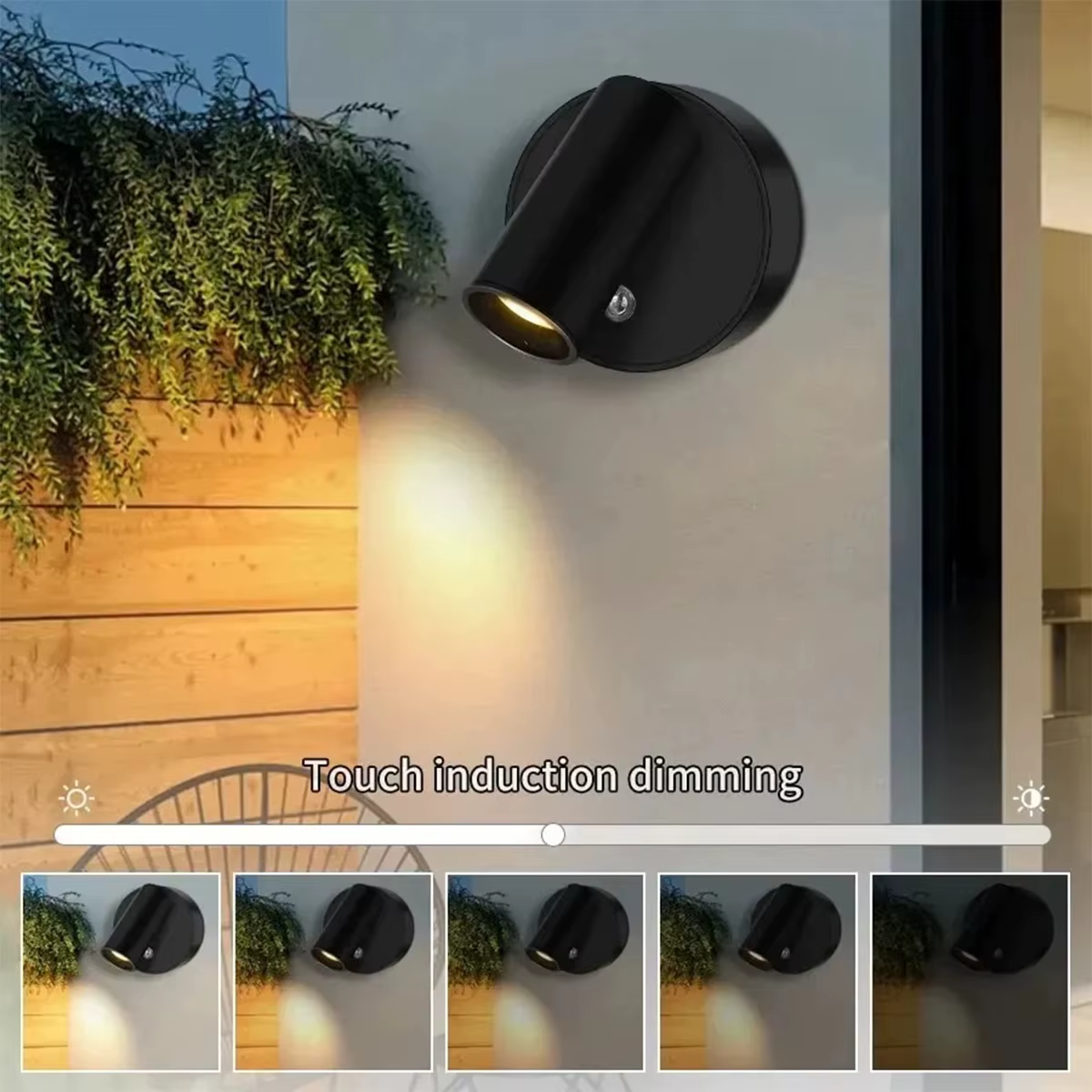 Applique murale LED sans fil, Rechargeable par USB, projecteur tactile à intensité variable, magnétique pour chambre à coucher, lecture de chevet, type C