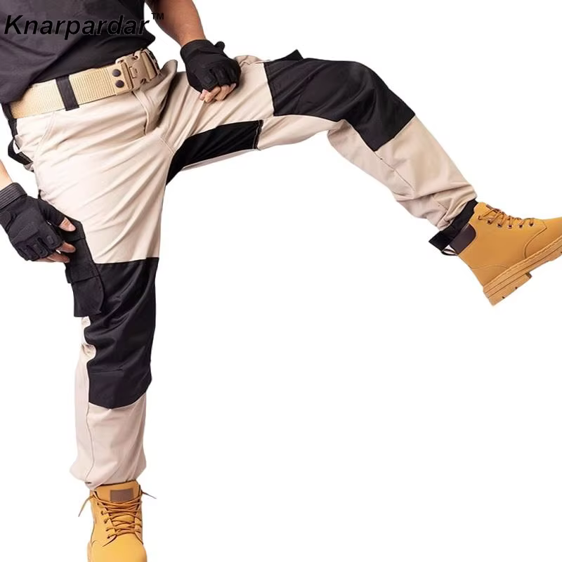 Pantalon de travail kaki pour hommes avec genouillères, entraînement en plein air, mécanicien, pantalon de travail multifonctionnel, vêtements de travail, pantalon Cargo utilitaire