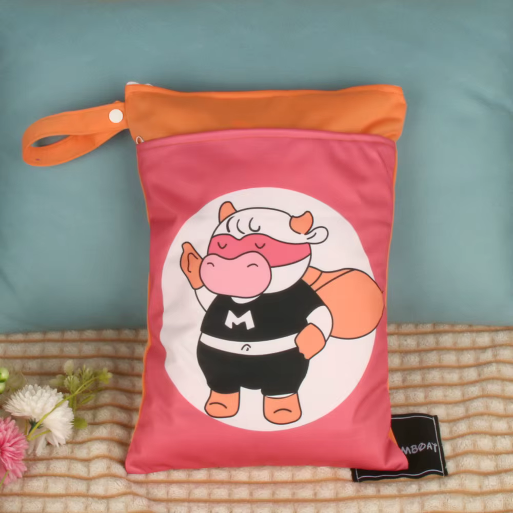 Sac à couches réutilisable imperméable à l'eau avec deux fermetures à glissière