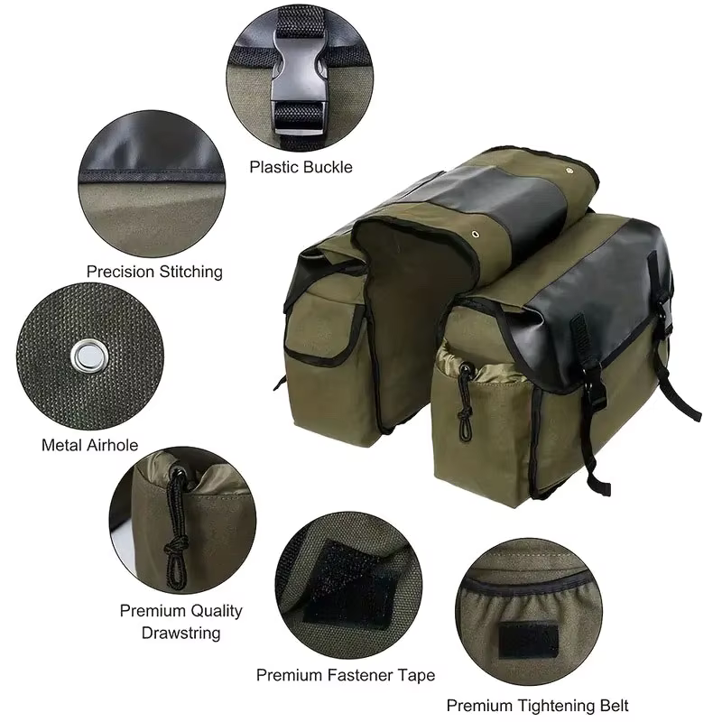 Sac de moto rétro en toile résistante à l'usure