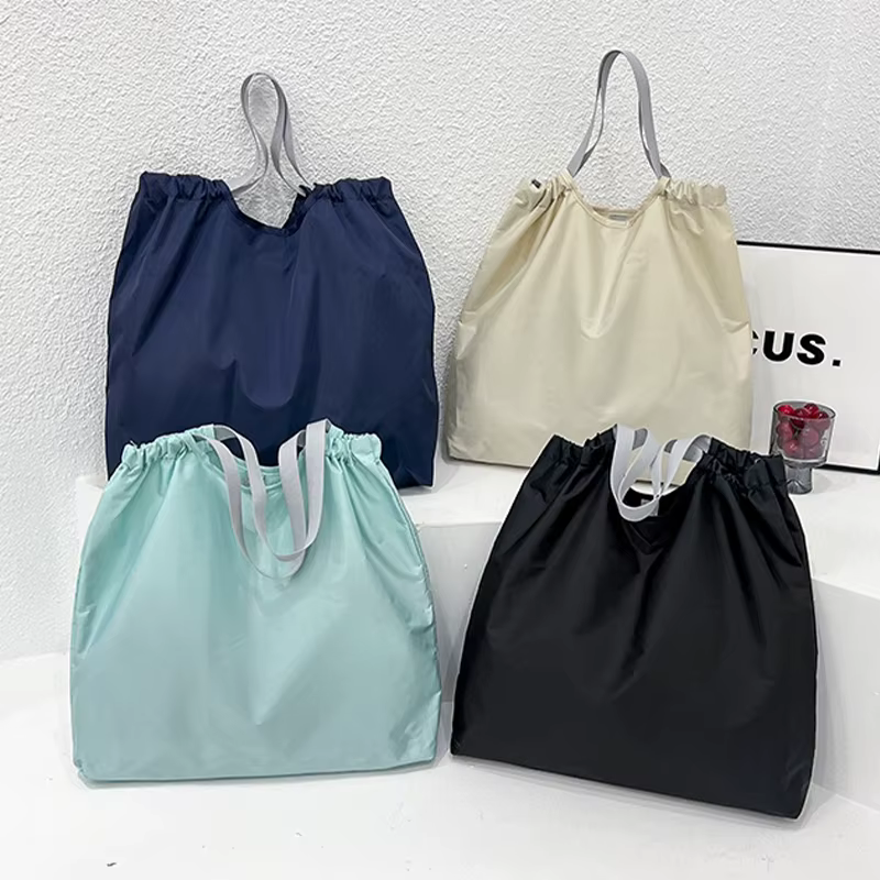 Grand sac de courses réutilisable, Portable en tissu Oxford, étanche, cordon de serrage, pliable, organisateur Simple, sac à main de rangement