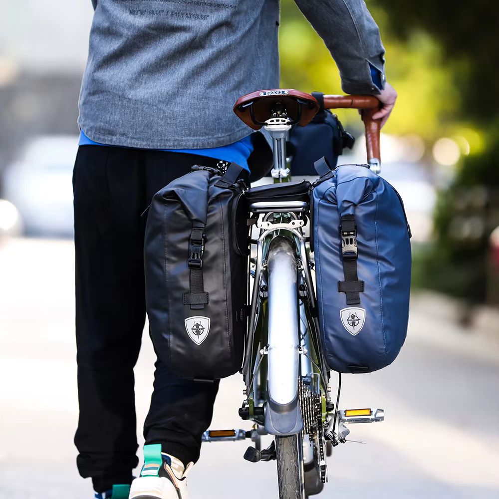 Sacoche de vélo Rhinowalk 20L, imperméable, pour porte-bagages arrière, noire, sac de voyage pour cyclisme, sac à bandoulière, sac à dos, sac de rangement latéral pour vélo