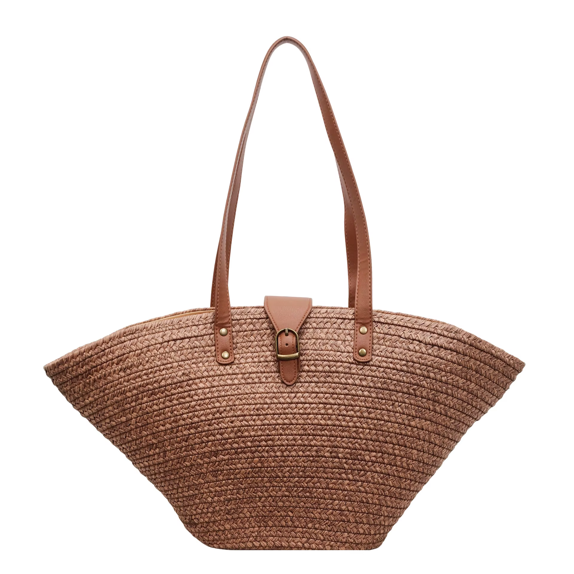 Sac à bandoulière en paille tressée grande capacité pour femme, style panier, fait main, nouvelle collection printemps-été 2026, idéal pour les vacances à la plage