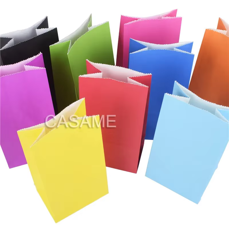 Mini sacs en papier Kraft 10 pièces/lot, sacs à points debout, fête d'anniversaire pour enfants, papier alimentaire, sceau Kraft, emballage cadeau, fournitures de sacs de friandises