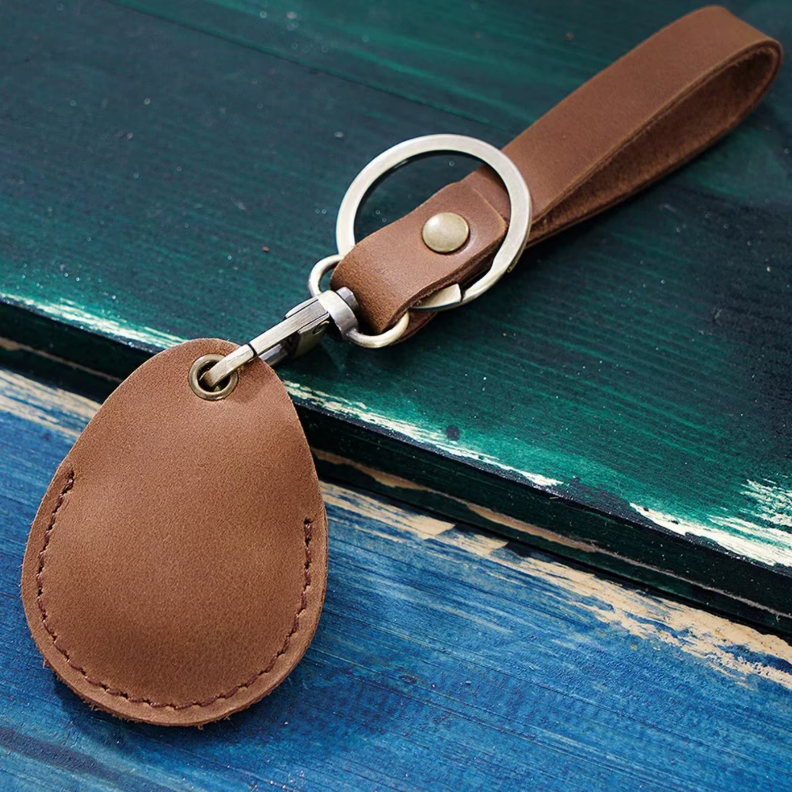 Étui pour carte d'accès en cuir, accessoires de porte-clés Anti-perte et Anti-chute, porte-clés en cuir avec anneau de porte-clés