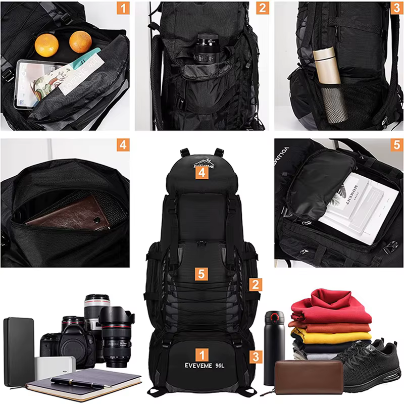 80L 90L grand sac à dos de Camping sac de voyage hommes femmes bagages randonnée sacs à bandoulière en plein air
