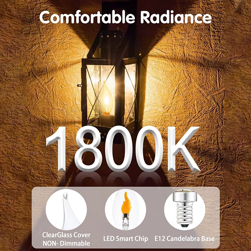 Ampoules à Flamme Scintillante E12/E14/E27 LED Ampoules Décoratives à Flamme Scintillante Effet de Feu Plus Réaliste Base de Candélabre