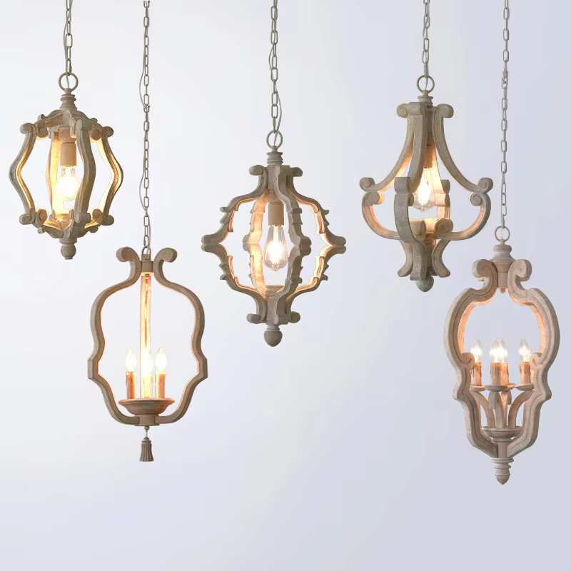 Lustre suspendu en bois style loft, lampe suspendue nordique antique, lampe rétro américaine pour restaurant, salle à manger, cuisine, ferme
