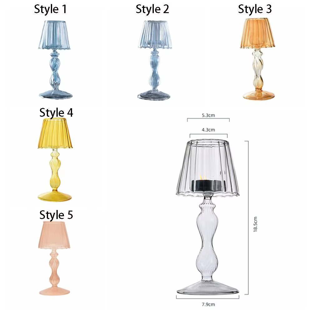 Chandelier rayé en verre à pieds hauts, bougeoir en forme de lampe d'art créatif, artisanat romantique et délicat, candélabre du nouvel an