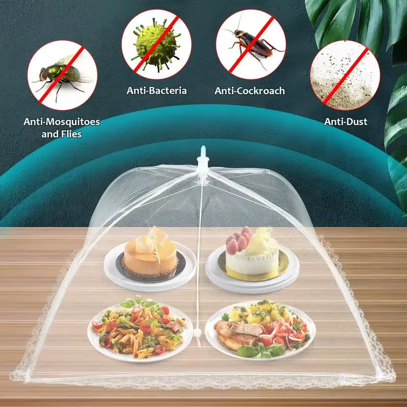 Tente alimentaire pliable en maille blanche – Housse anti-insectes lavable et portable pour pique-nique