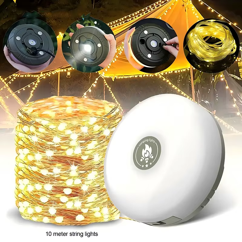 Lampe de camping LED avec bande lumineuse enroulable