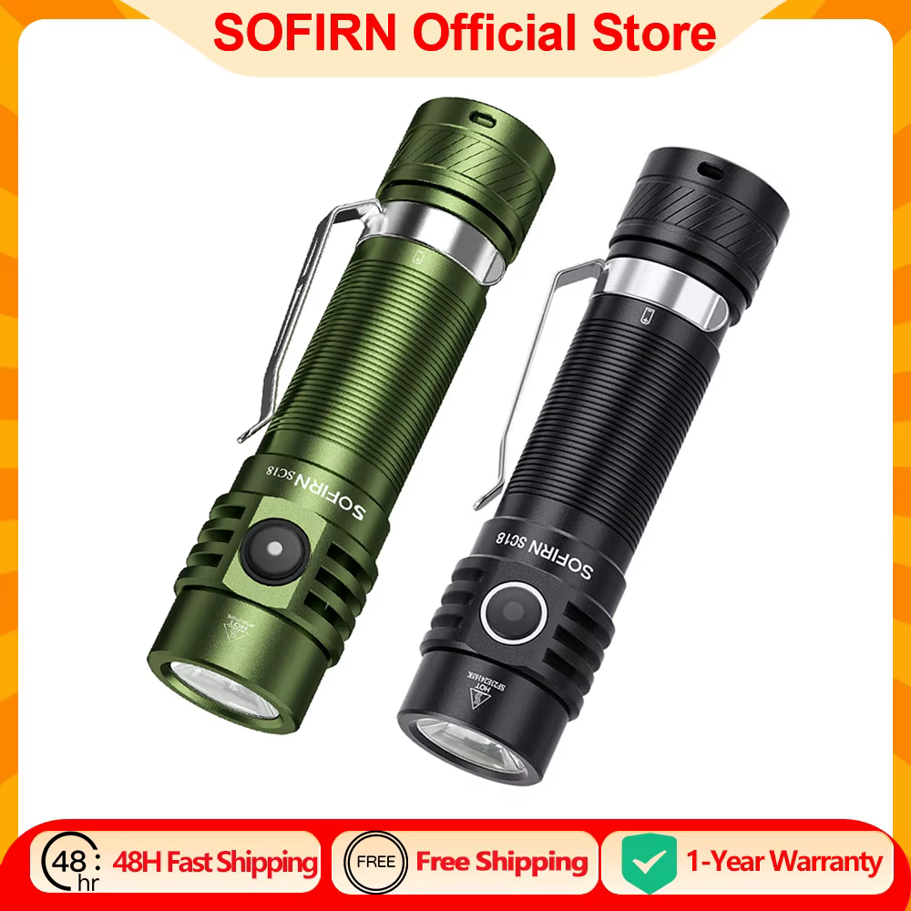 Sofirn SC18 1800lm EDC lampe de poche USB C Rechargeable SST40 LED 18650 torche TIR optique lentille lanterne avec indic