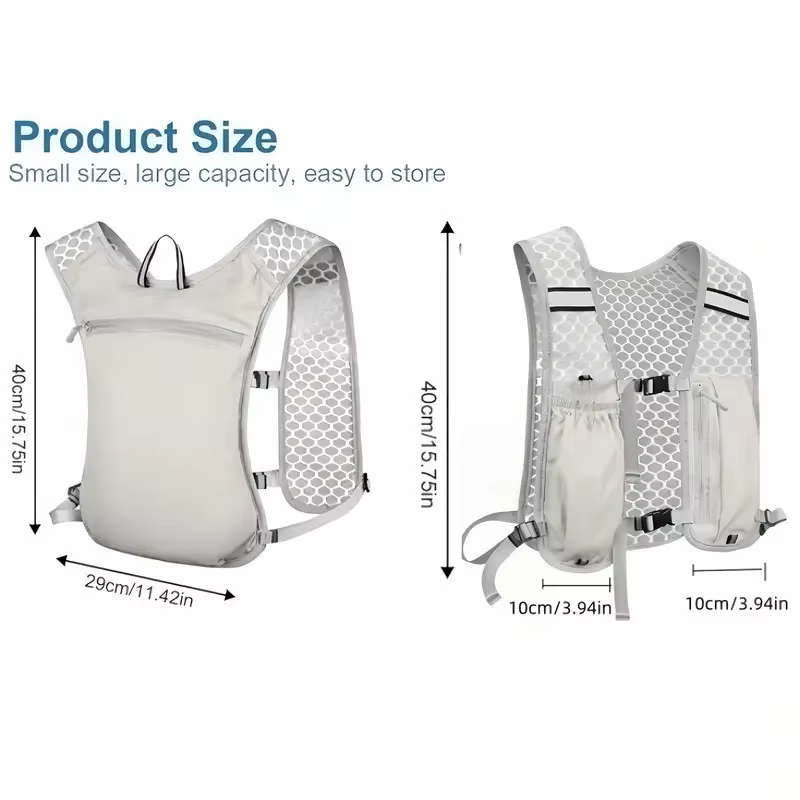 Gilet de course à pied avec bouteille d'eau, léger, respirant, poches de rangement extra-larges, sacs d'hydratation pour femmes et hommes
