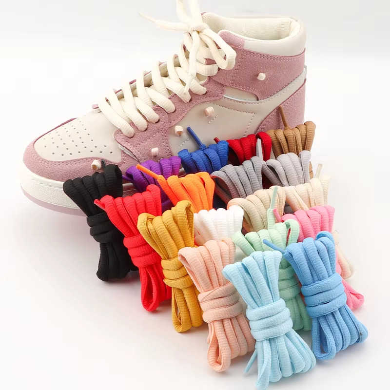 Lacets ovales 9MM, lacets semi-circulaires épais pour baskets montantes et basses, en polyester et soie, lacets de haute qualité, 18 couleurs, 1 paire