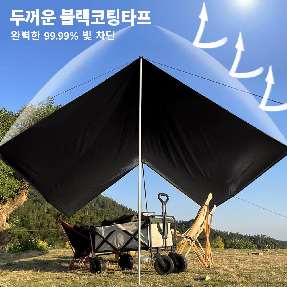 Bâche de Camping à revêtement noir, tente étanche 3x5 3x4m 3x3m, auvent d'extérieur, randonnée plage, bâche revêtue noire
