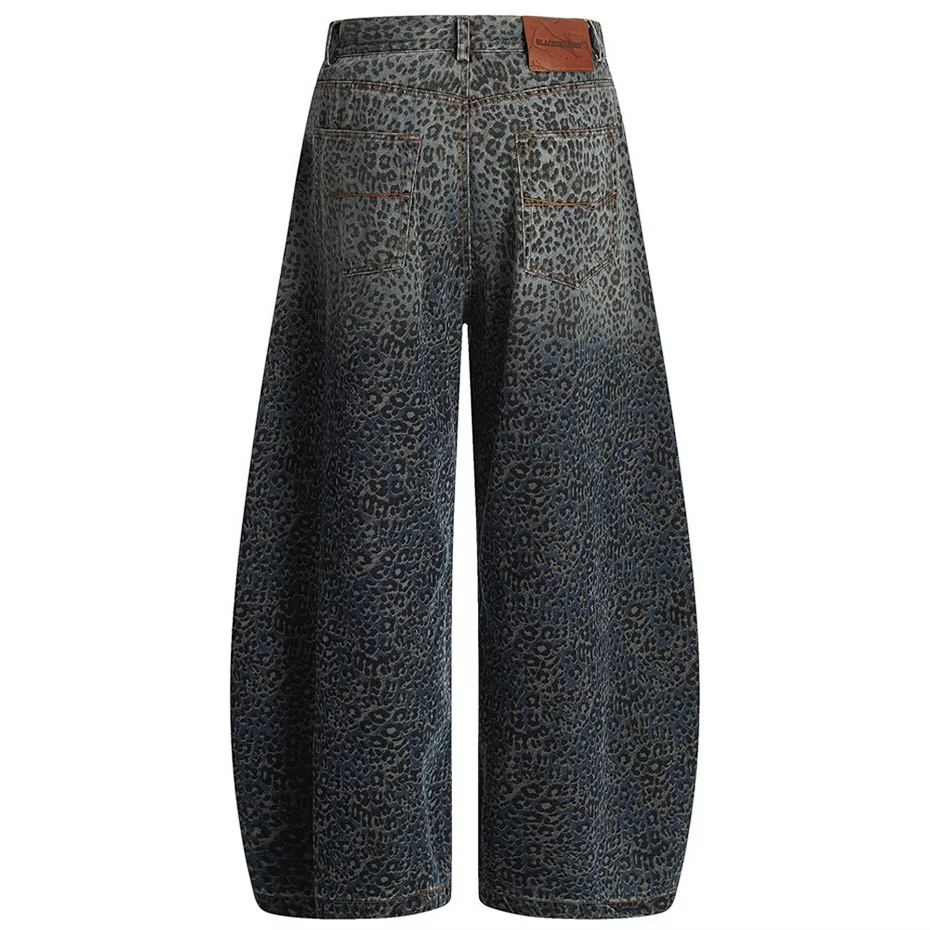 Jean Baggy léopard pour hommes, pantalon en Denim ample à jambes larges, Streetwear Harajuku Vintage, pantalon unisexe