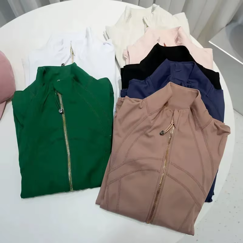 Veste Rose Gold Troisième Génération Sans Maille Coupe Slim Fine Sport Fitness Yoga Col Montant Vêtement d'extérieur pour Femme