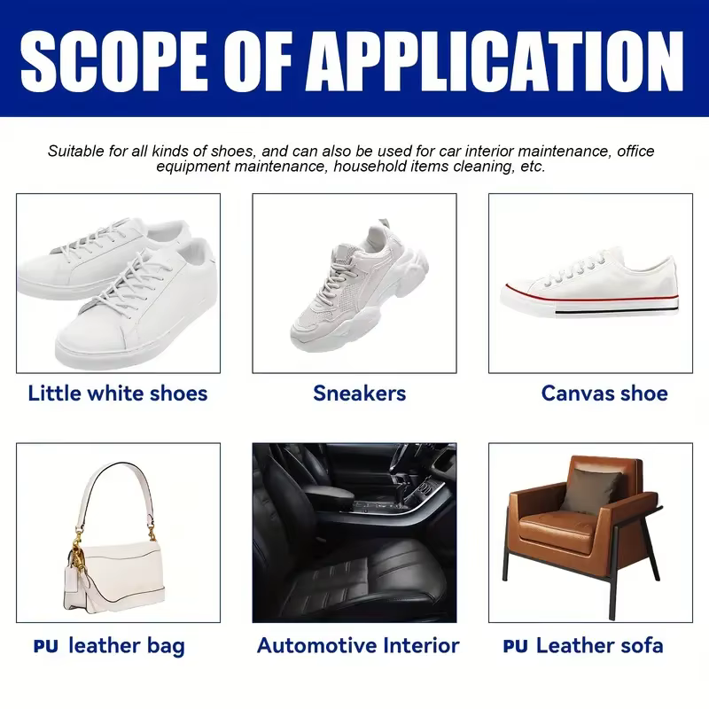 Pâte nettoyante pour chaussures blanche – Blanchiment et détachant polyvalent pour simili cuir, chaussures, sacs et intérieur de voiture