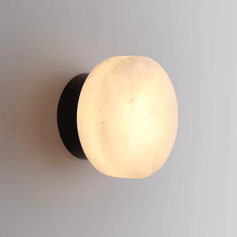 Lampe murale ronde en marbre naturel espagnol, lampe LED moderne pour chambre à coucher, tête de lit, couloir, balcon, lampe murale de fond