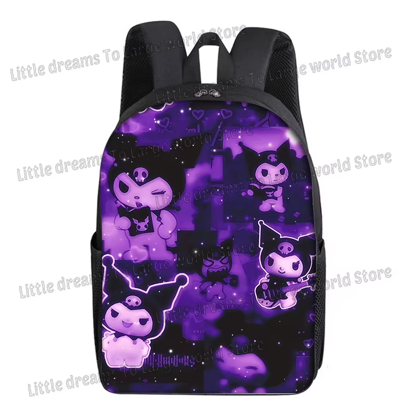 Sac à dos Kuromi Sanrio pour femmes, sac d'école pour étudiantes, sac à dos mignon de dessin animé, sac à dos d'anime, sac à dos imperméable de grande capacité, sacs à bandoulière