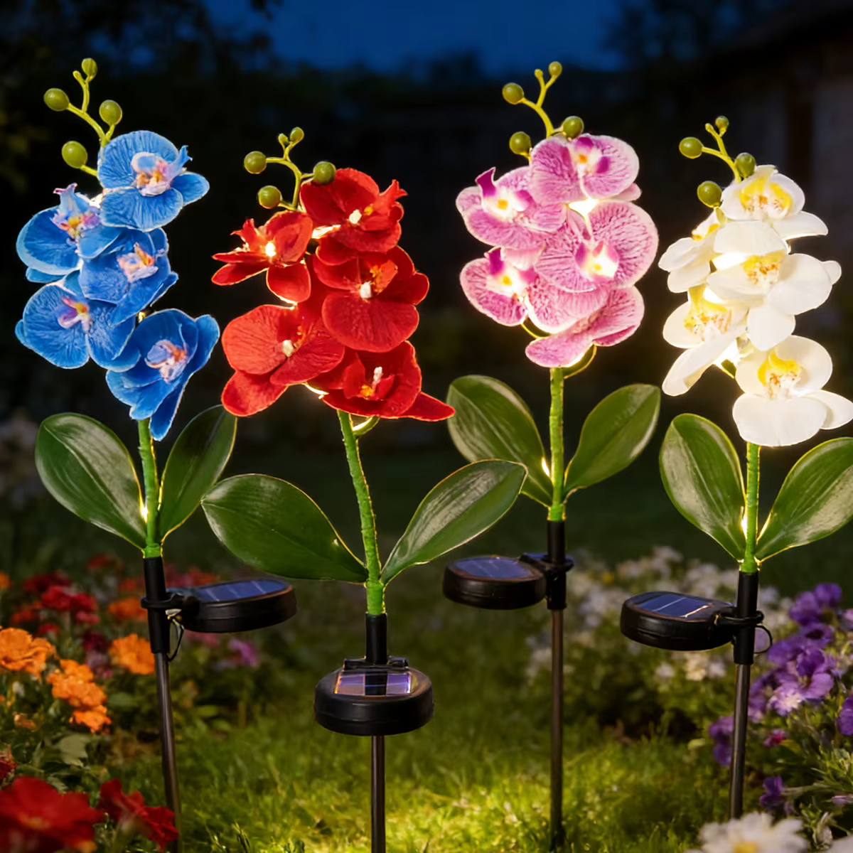 Lanterne solaire orchidée papillon