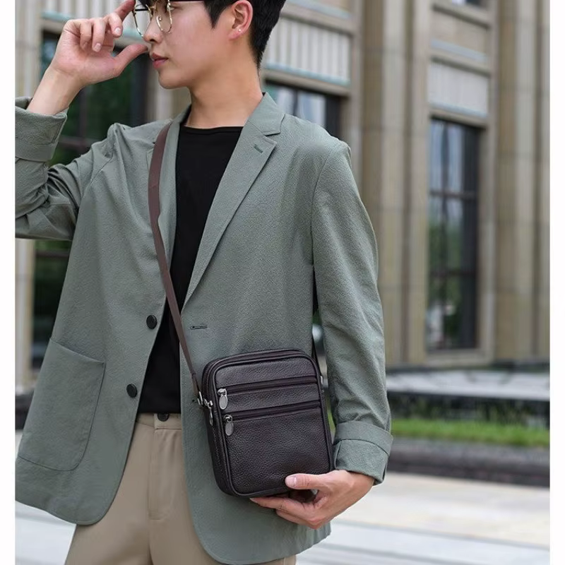 Sac à bandoulière pour homme en cuir véritable