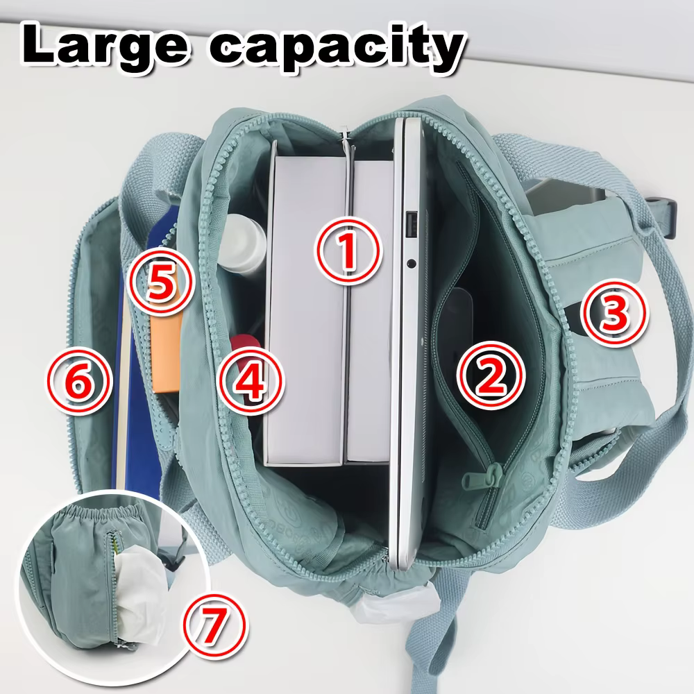 Sac à dos femme, sac à dos de voyage, cartable d'école, grande capacité et poches multiples, matière nylon.