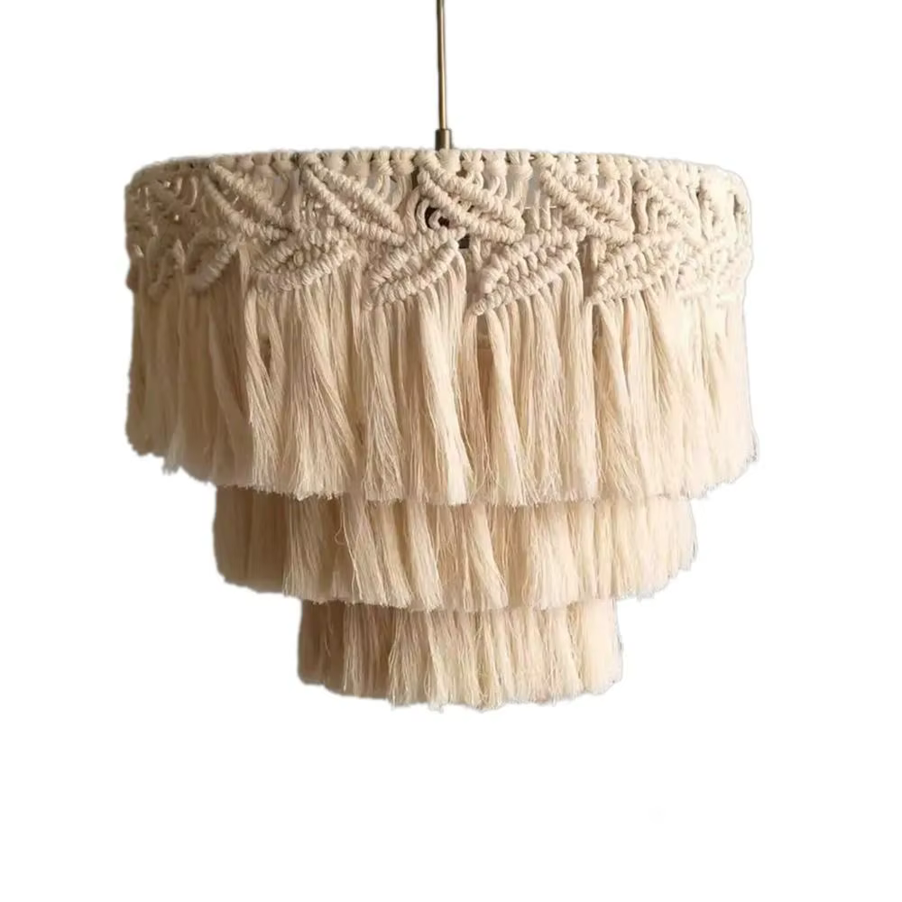 Abat-jour en macramé tissé à la main