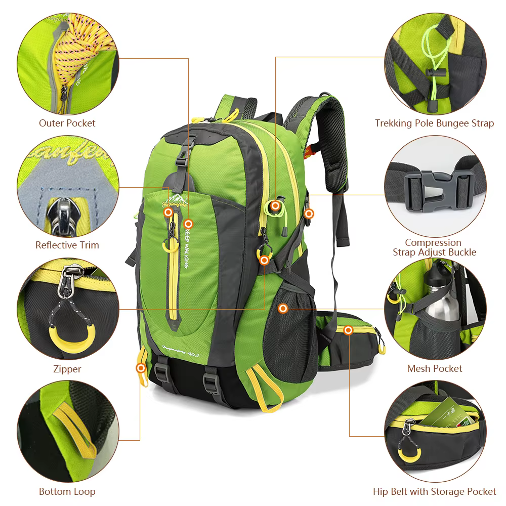 40L résistant à l'eau voyage sac à dos Camp randonnée ordinateur portable sac à dos Trekking escalade sacs à dos pour hommes femmes