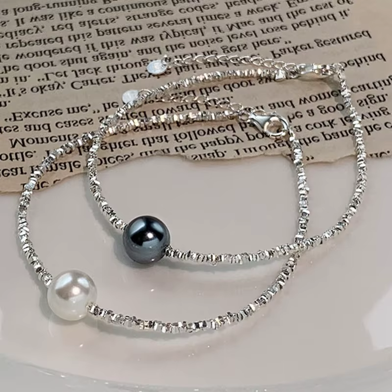 SHYDAN – Bracelet en argent Sterling 925 avec perles grises simples pour femmes