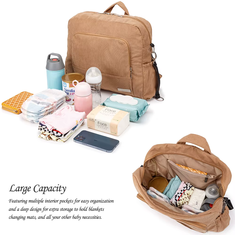 Soboba-Sac à couches en velours côtelé pour la colonne vertébrale, grande capacité, sac à langer multifonctionnel, sacs Proxy pour les soins de bébé, hiver, nouveau