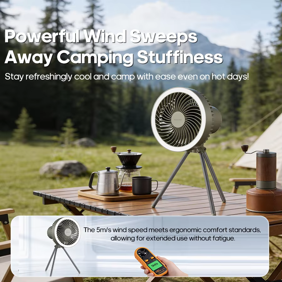 Ventilateur de camping portable 10000 mAh rechargeable