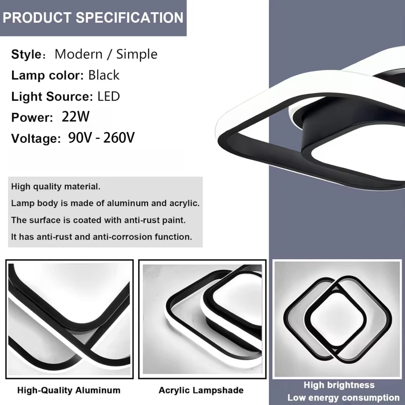 Plafonnier LED moderne pour salon, chambre à coucher, vestiaire, couloir, escalier, éclairage d'intérieur, luminaire décoratif pour la maison