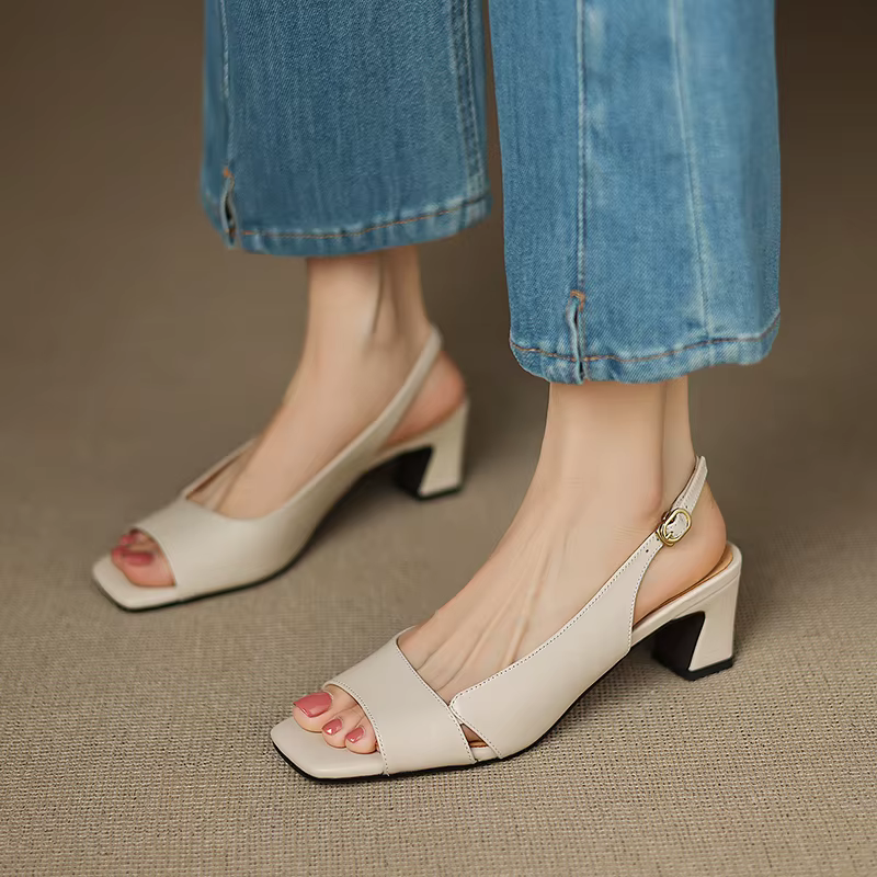 2025 nouvelles femmes chaussures en cuir véritable plates-formes à talons hauts confort chaussures d'été décontractées femme boucles quotidien rue mode sandales