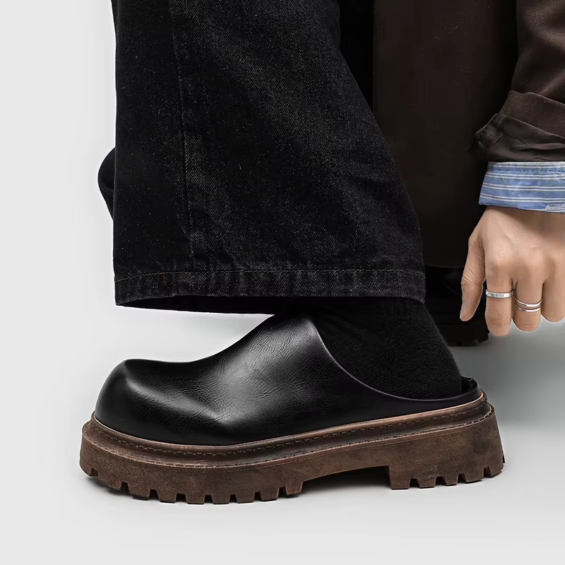 Chaussures en cuir pour hommes à bout rond